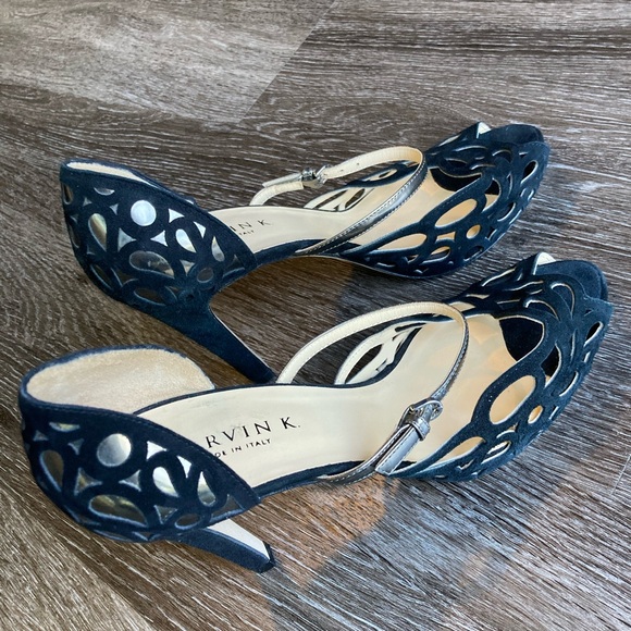 Italian Leather Peep Toe Heels - Picture 5 of 8